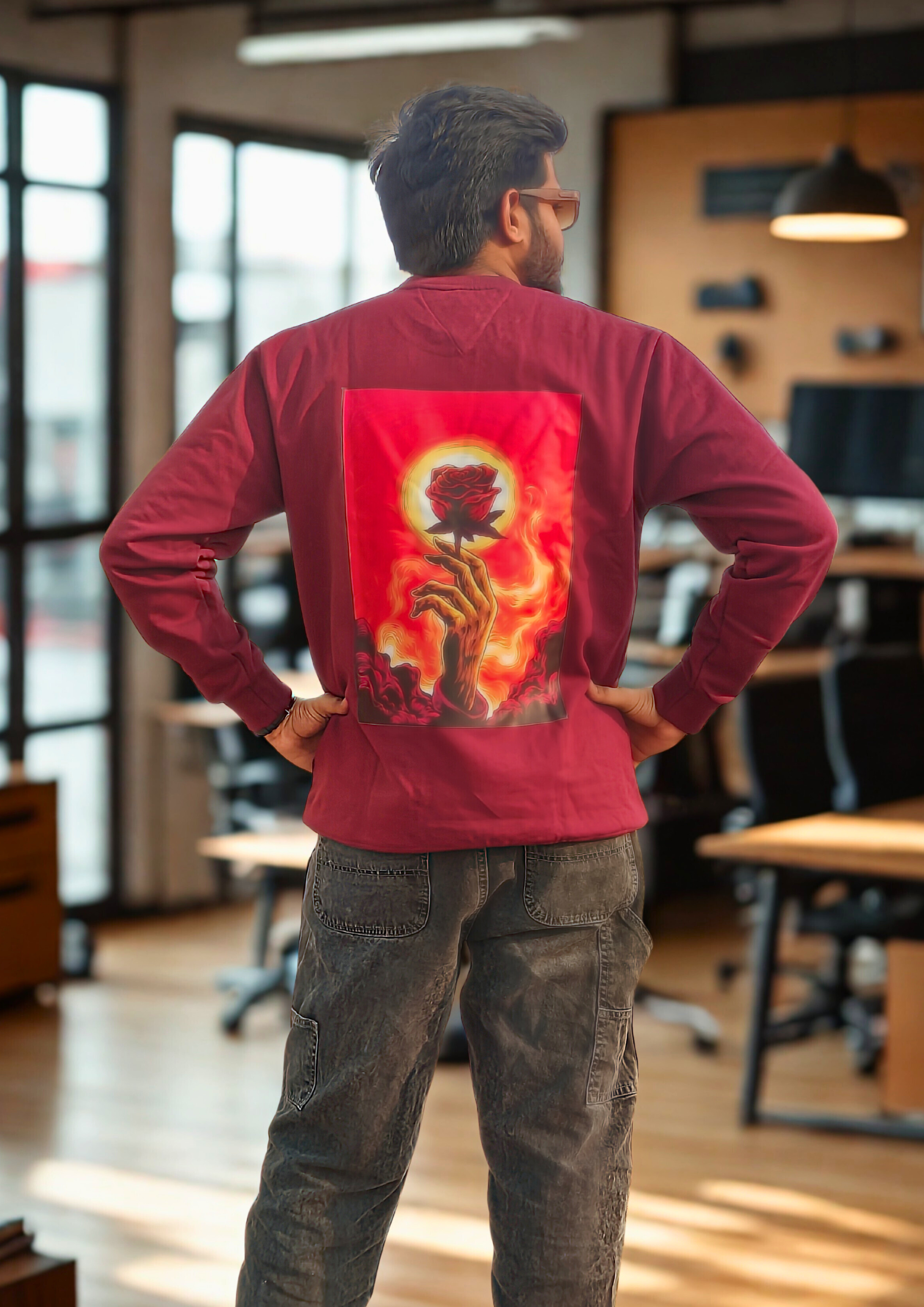 Stone & Sage “Flame Bloom” Graphic Sweatshirt