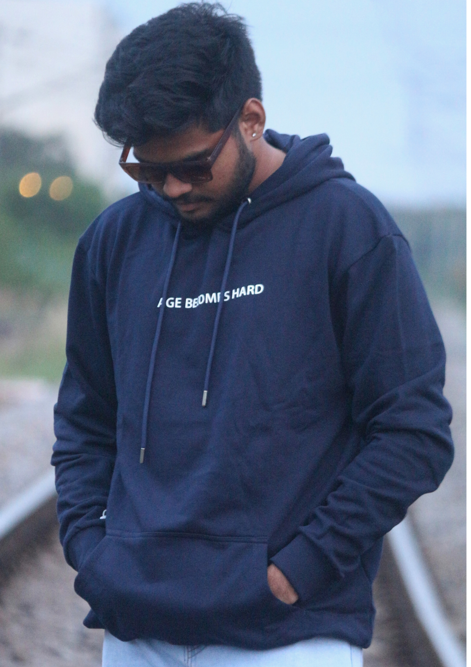 Age Becomes Hard Hoodie – Navy Blue