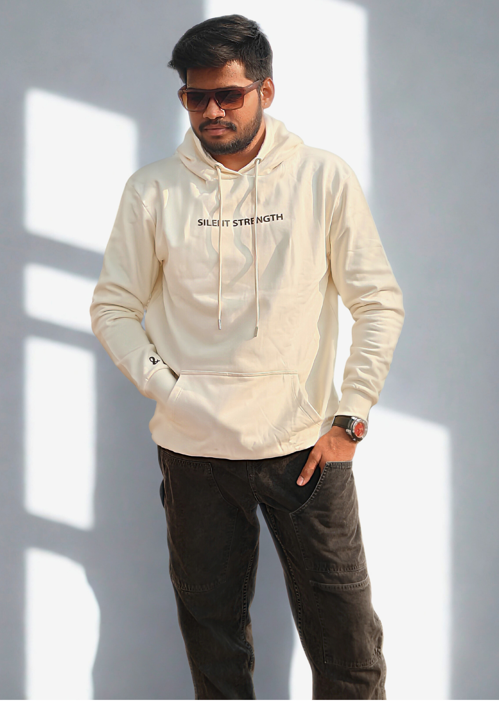 Silent Strength Hoodie– Milky White