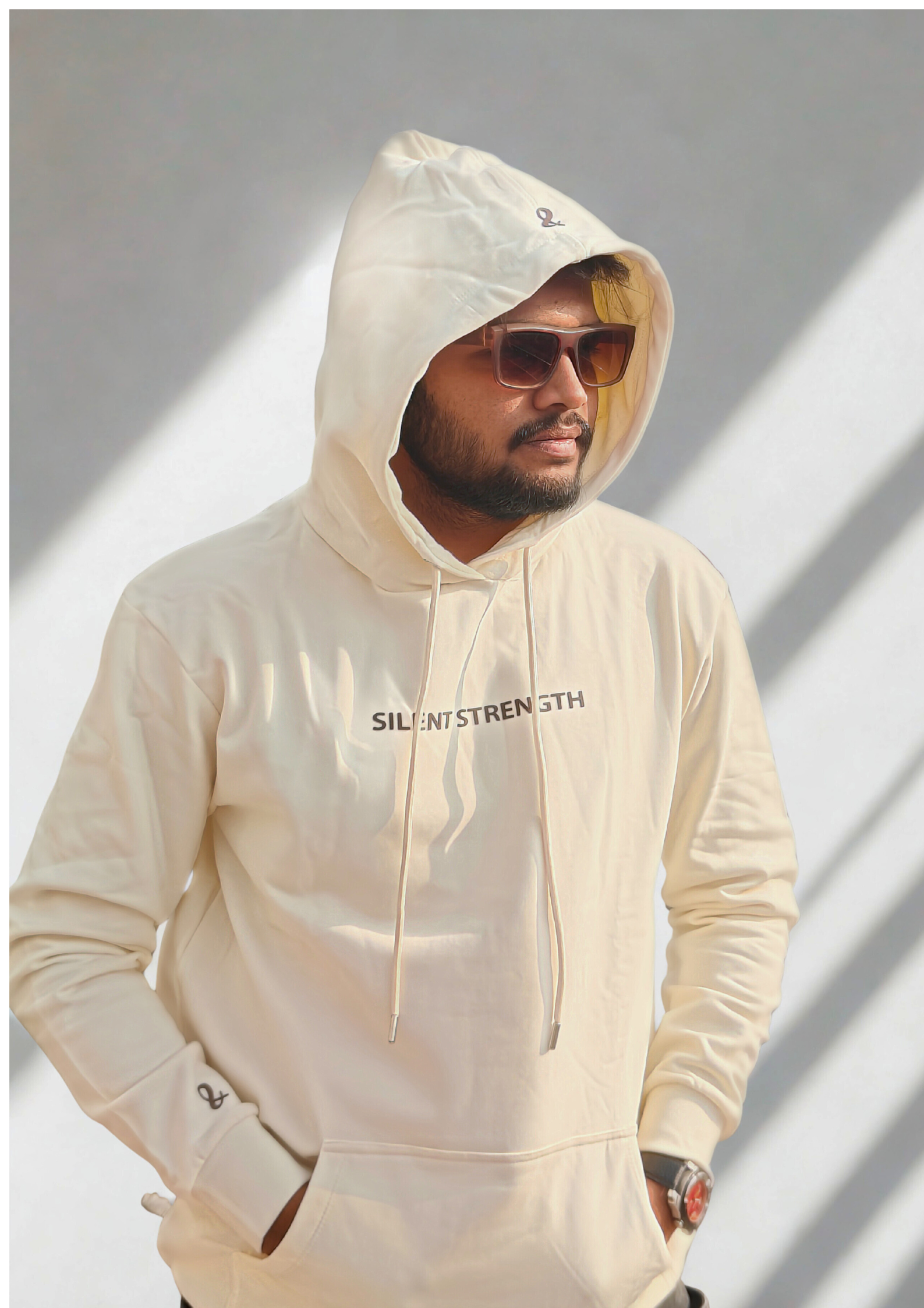 Silent Strength Hoodie– Milky White